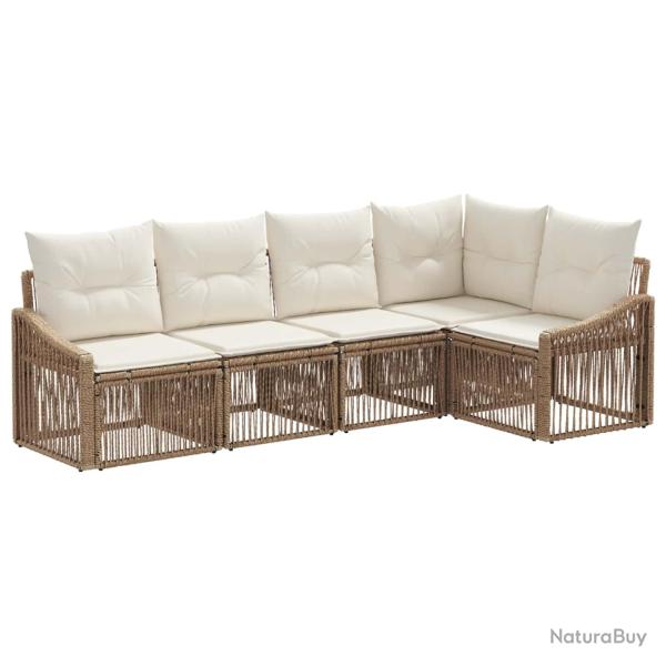 Ensemble de canap� de jardin 5 pcs Beige polyrotin