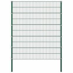 Panneau de cl&ocirc;ture avec poteaux en fer 176,5 x 200 cm Vert