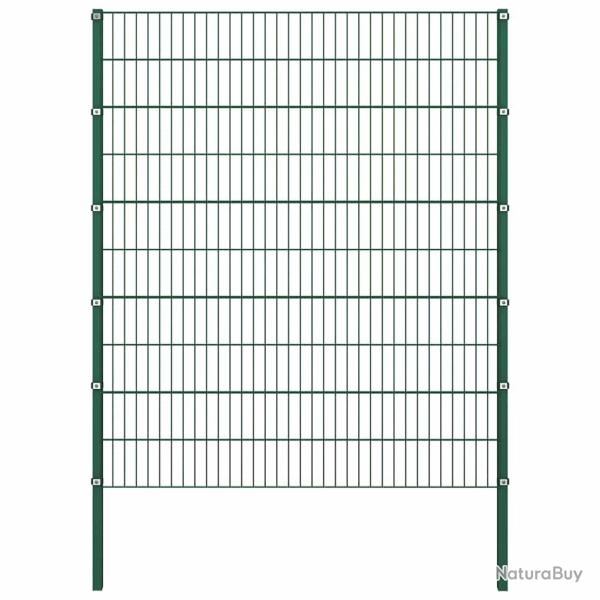 Panneau de cl�ture avec poteaux en fer 176,5 x 200 cm Vert