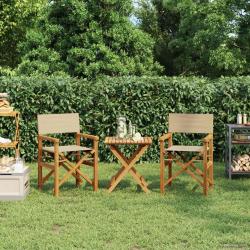 Chaise de directeur Marron et beige Bois de teck massif