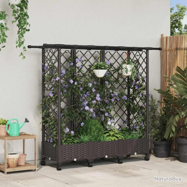 Lit �lev� avec Treillis et Toit Marron 164 x 40 x 127 cm PP