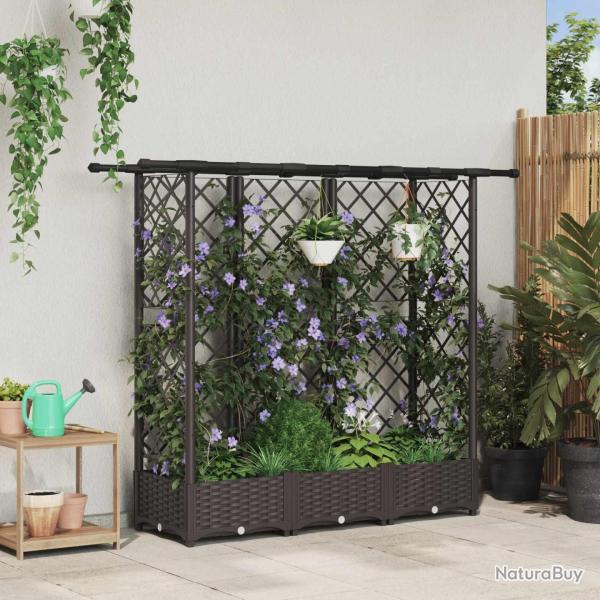Lit �lev� avec Treillis et Toit Marron 164 x 40 x 121 cm PP