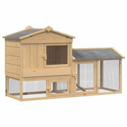 Poulailler 2 pcs Marron Bois de pin massif
