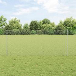 Cl&ocirc;ture hexagonale avec poteau 25 x 1 m Acier galvanis&eacute; Argent&eacute;