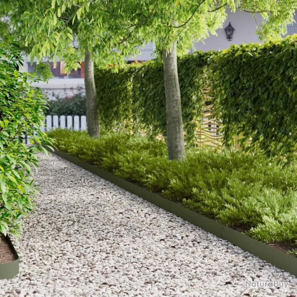 Bordure de Pelouse 10 pcs 103 x 15 cm m�tal Vert olive