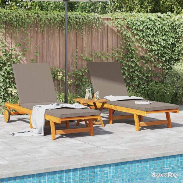 Transat 2-personne 3 pcs Marron Bois d'Acacia Massif