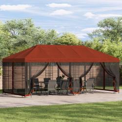 Gazebo avec murs lat&eacute;raux 6 x 3 m Terre cuite