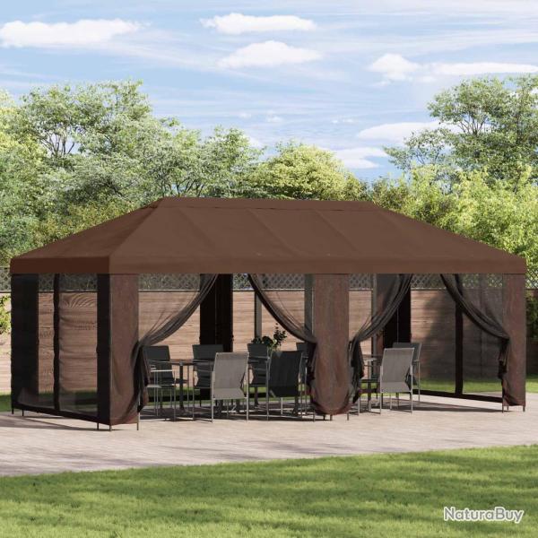 Gazebo avec murs lat�raux 6 x 3 m Marron Polyester et Acier 190