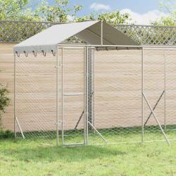 Chenil d'ext&eacute;rieur pour chiens avec toit argent&eacute; 10x2x2,5 m