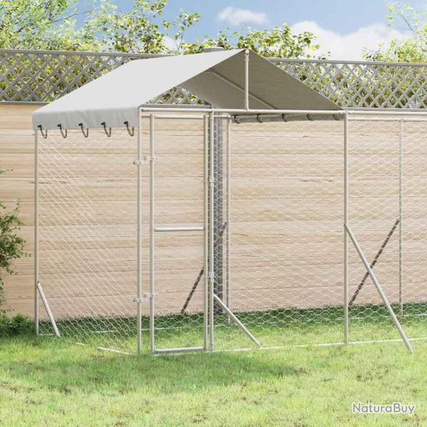 Chenil d'ext�rieur pour chiens avec toit argent� 10x2x2,5 m