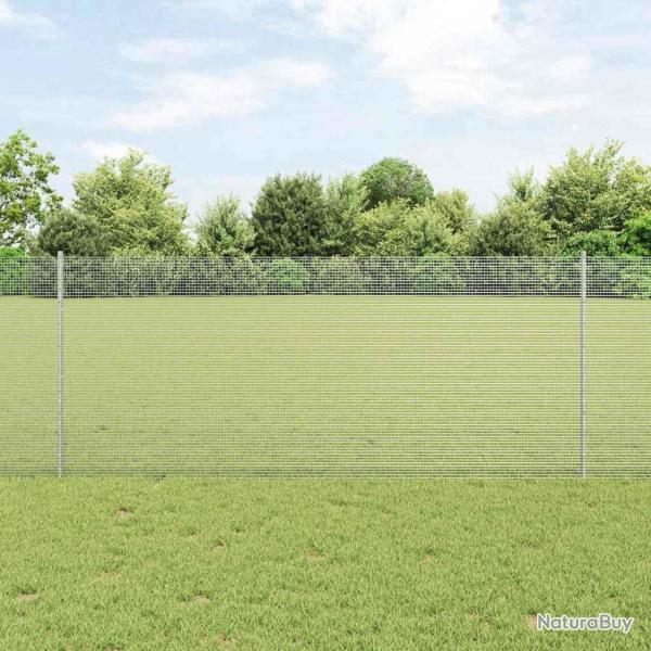 Cl�ture en fil soud� avec poteaux 25 x 1 m Acier galvanis�