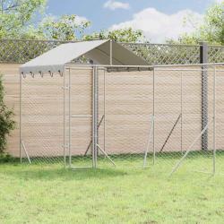 Chenil d'ext&eacute;rieur pour chiens avec toit argent&eacute; 6x6x2,5 m