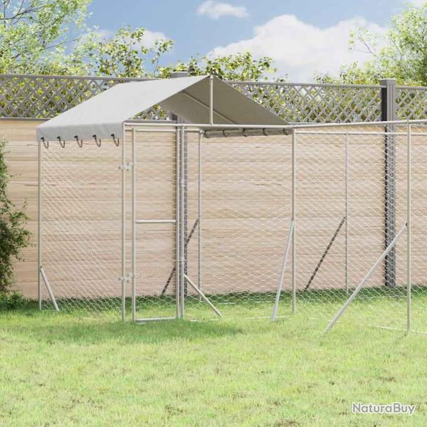 Chenil d'ext�rieur pour chiens avec toit argent� 6x6x2,5 m