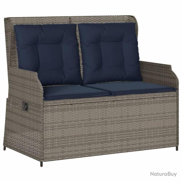 Banc inclinable de jardin avec coussins gris r�sine tress�e
