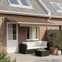 Auvent r&eacute;tractable Taupe 400 &times; 350 cm Polyester et Aluminium