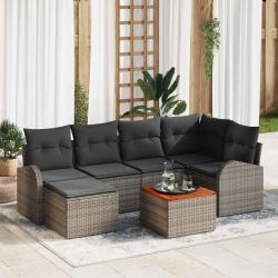 Ensemble de canap&eacute; de jardin avec stockage 7 pcs Gris polyrotin