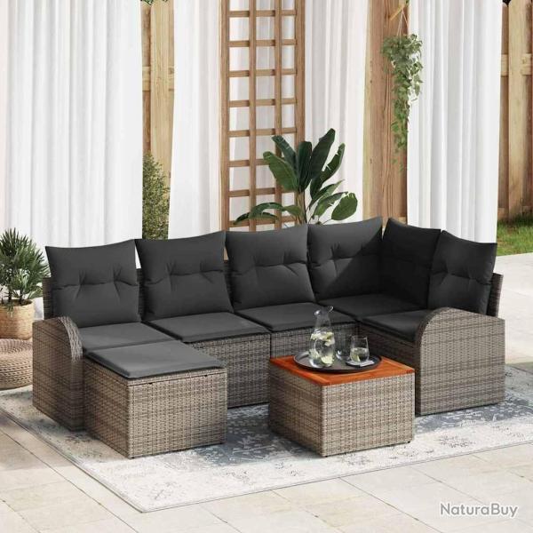 Ensemble de canap� de jardin avec stockage 7 pcs Gris polyrotin