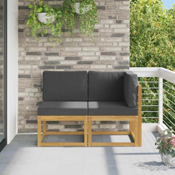 Canap� d'ext�rieur milieu et coin avec coussin 2 Pi�ce Blanc
