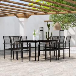 Ensemble &agrave; manger de jardin 9 pcs Noir