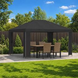 Pavillon 4 &times; 3 m Anthracite Polyester et Acier 190 gsm