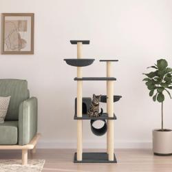 Arbre &agrave; chat avec griffoirs en sisal gris fonc&eacute; 141 cm