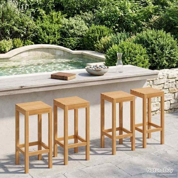 Tabouret de bar 4 pcs Naturel Bois de teck massif