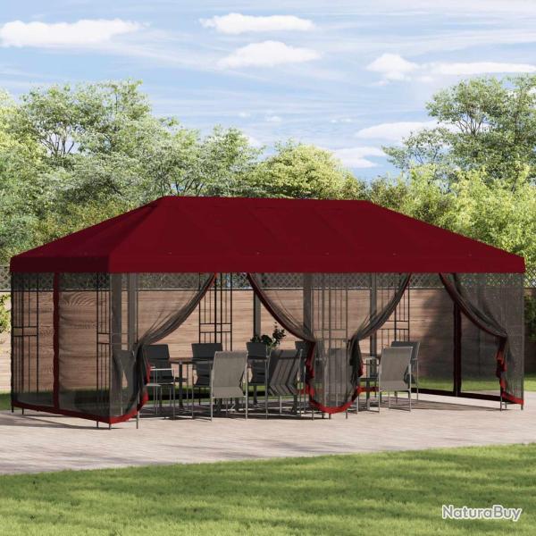 Gazebo avec murs lat�raux 6 x 3 m Bordeaux Polyester et Acier