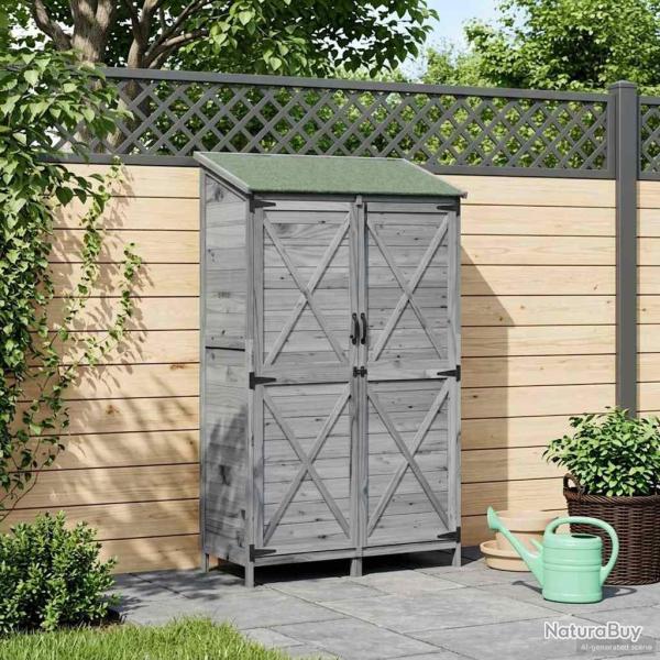 Abri de jardin Gris 106 x 56 x 176,5 cm Bois de Sapin Massif