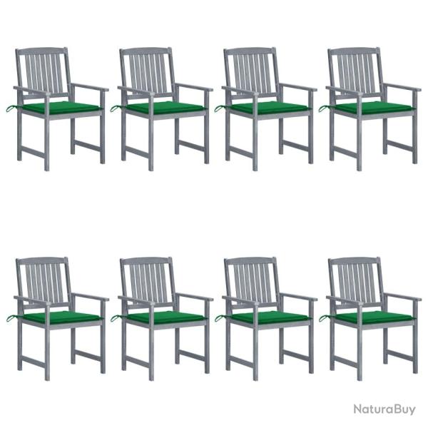 Chaises de jardin et coussins lot de 8 Bois acacia solide Gris