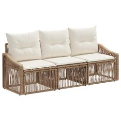 Ensemble de canap&eacute; de jardin 3 pcs Beige polyrotin