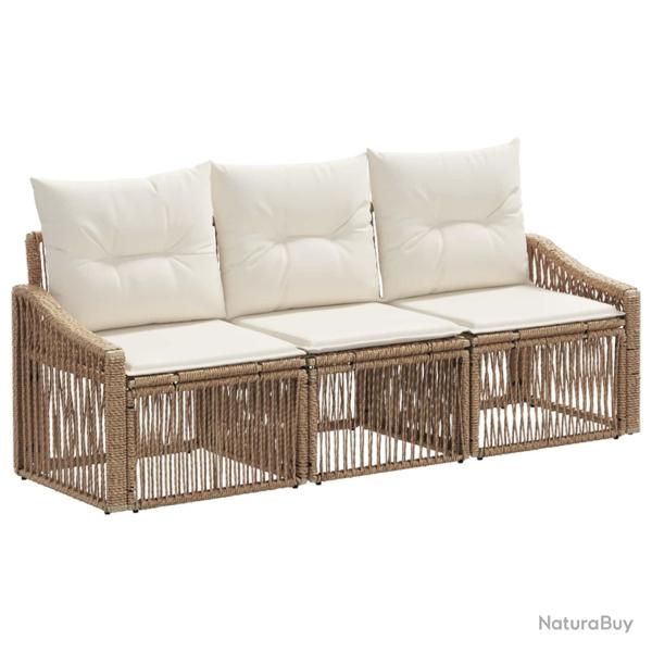 Ensemble de canap� de jardin 3 pcs Beige polyrotin