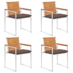 Chaises de jardin lot de 4 avec coussins Bois d'acacia massif