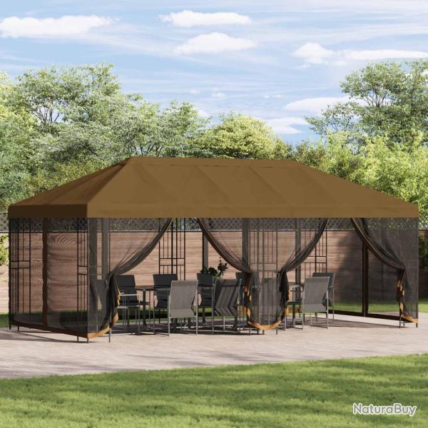 Gazebo avec murs lat�raux 6 x 3 m Taupe Polyester et Acier 190