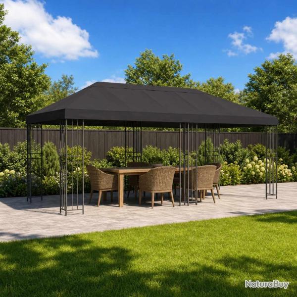 Gazebo avec murs lat�raux 6 x 3 m Anthracite Polyester et Acier