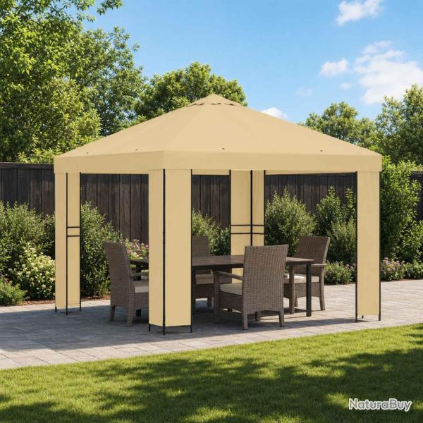 Pavillon 3 x 3 m Cr�me Polyester et Acier 190 gsm