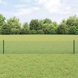 Cl&ocirc;ture en fil soud&eacute; avec poteaux 10 x 0,4 m Vert Maille