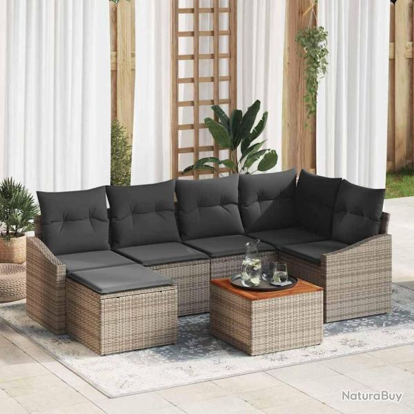 Ensemble de canap� de jardin avec stockage 7 pcs Gris polyrotin