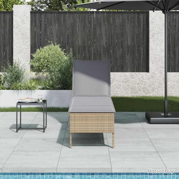 Transat avec coussin beige 55x200x44cm r�sine tress�e
