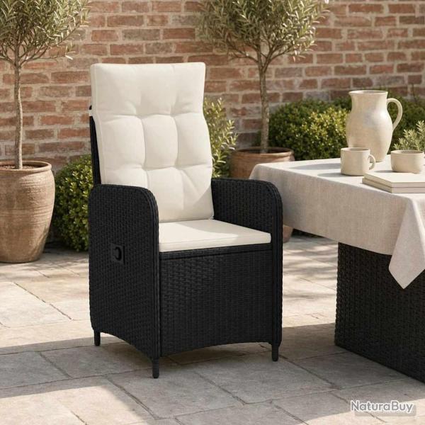 Chaise de jardin inclinable Noir et blanc cr�me
