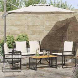 Ensemble de meubles d'ext&eacute;rieur 4 pcs Noir et blanc cr&egrave;me