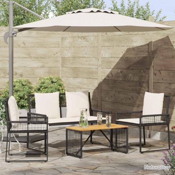 Ensemble de meubles d'ext�rieur 4 pcs Noir et blanc cr�me