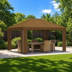 Pavillon 4 &times; 3 m Taupe Polyester et Acier 190 gsm