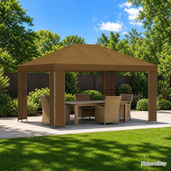 Pavillon 4 � 3 m Taupe Polyester et Acier 190 gsm