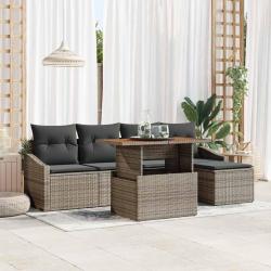 Ensemble de canap&eacute; de jardin 6 pcs Gris Poly rotin