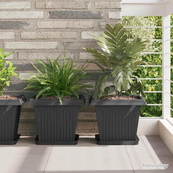 Pots de plantes 6 pcs Noir 33 x 33 x 26 cm Plastique