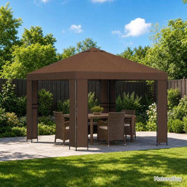 Pavillon 3 x 3 m Marron Polyester et Acier 190 gsm