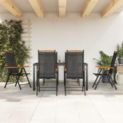 Ensemble &agrave; manger de jardin 7 pcs noir aluminium