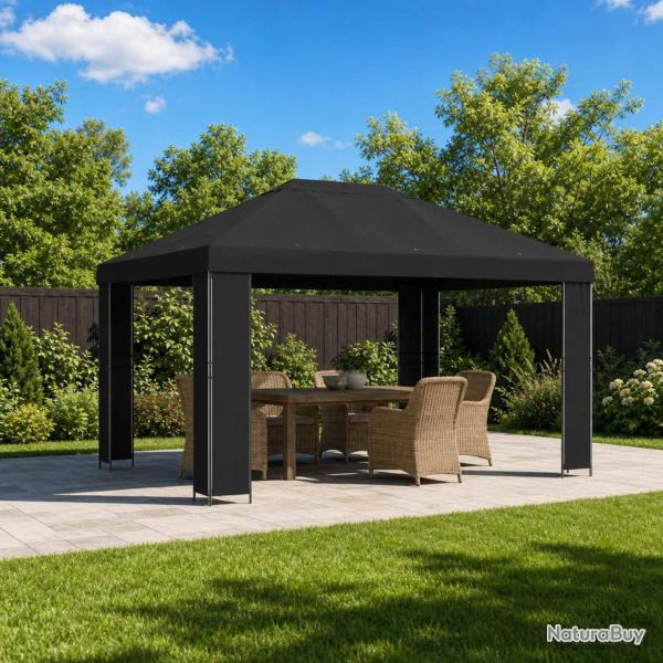 Pavillon 4 � 3 m Noir Polyester et Acier 190 gsm