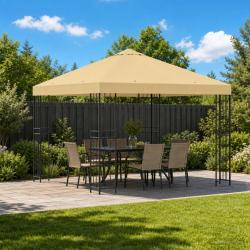 Pavillon 3 x 3 m Cr&egrave;me Polyester et Acier 190 gsm