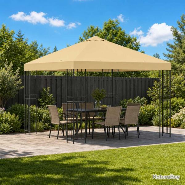 Pavillon 3 x 3 m Cr�me Polyester et Acier 190 gsm